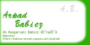 arpad babicz business card